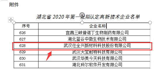 湖北省2020年第一批認定的高新技術(shù)企業(yè)