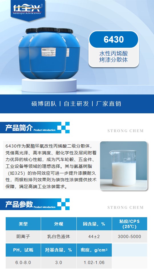 6430水性丙烯酸烤漆分散體1